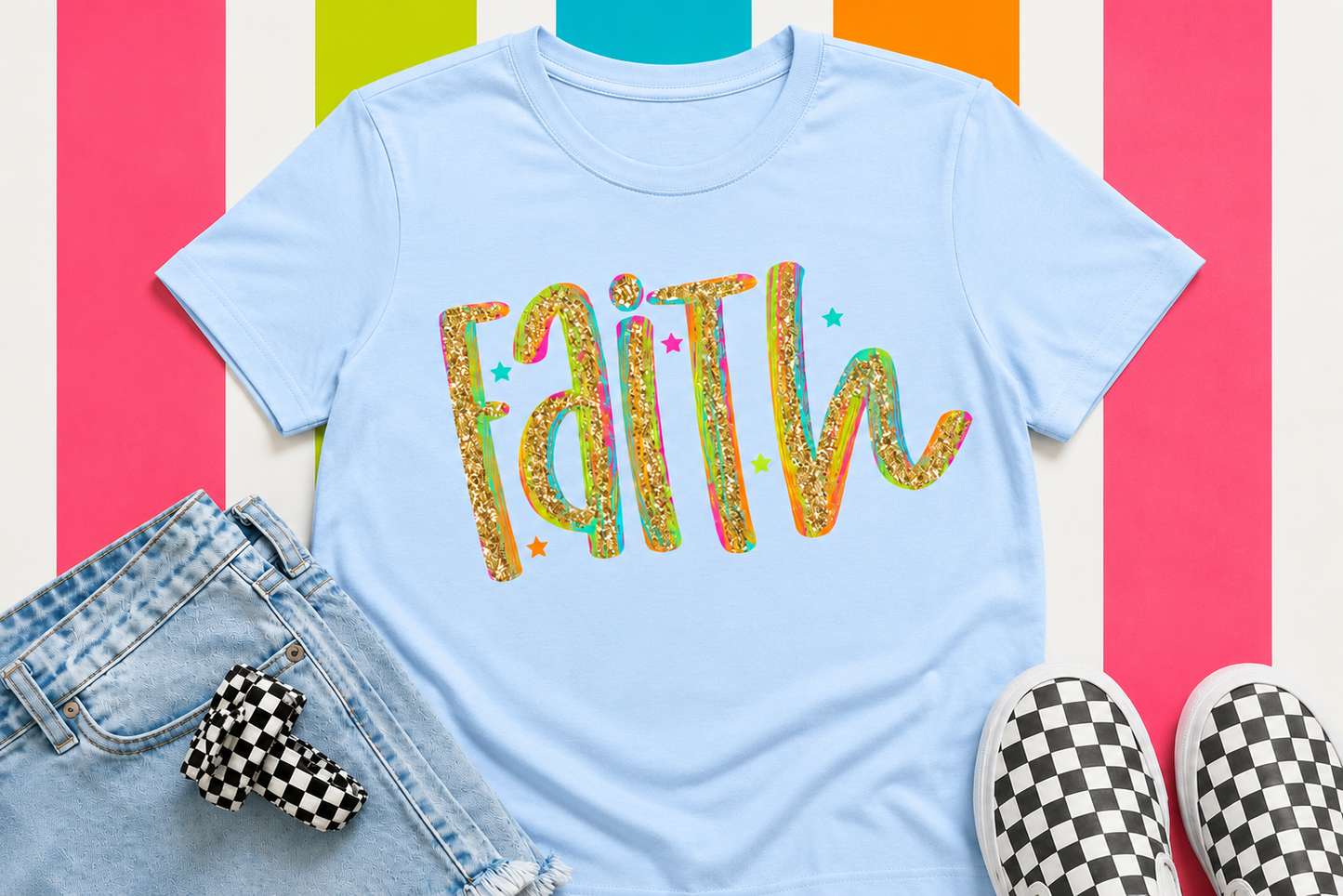 'Faith ' Sparkle Tee (Multiple Colors)