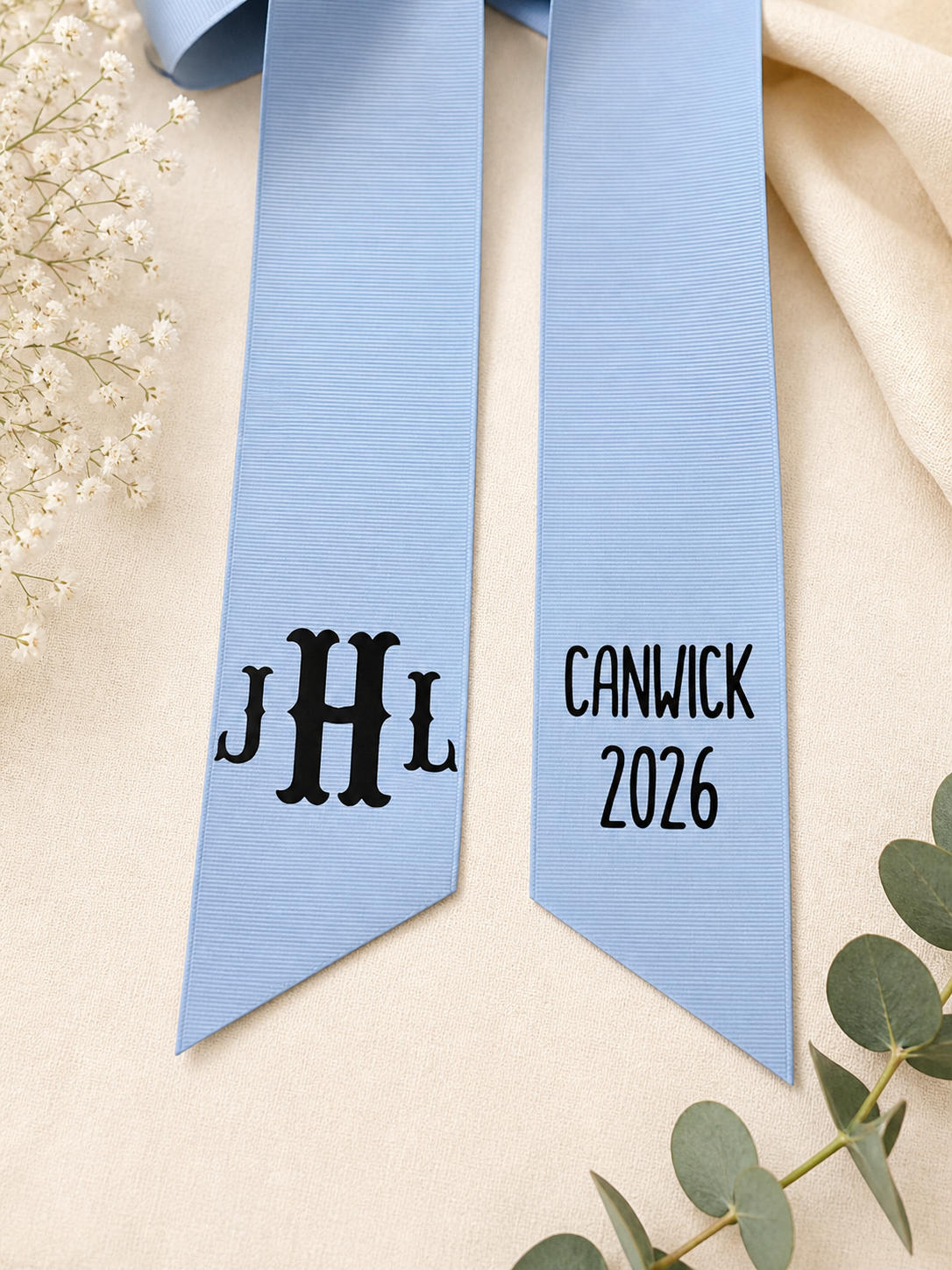 'Smoke Blue' Custom Bouquet Ribbon