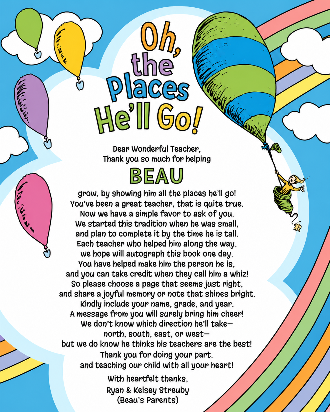 'Oh The Places You'll Go' Hardcover Book & Instruction Card Set