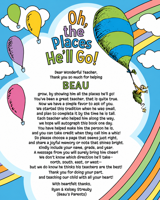 'Oh The Places You'll Go' Hardcover Book & Instruction Card Set