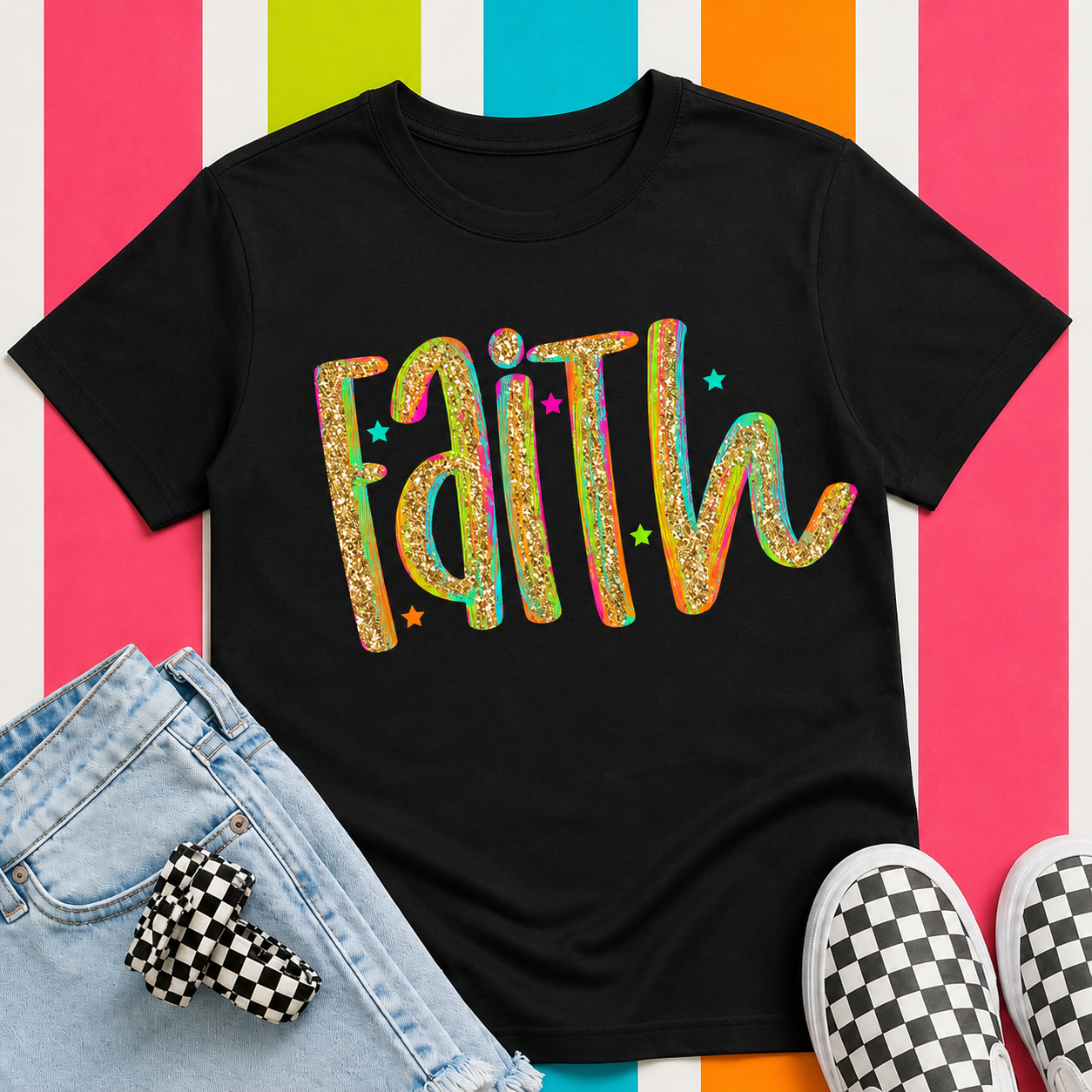 'Faith ' Sparkle Tee (Multiple Colors)