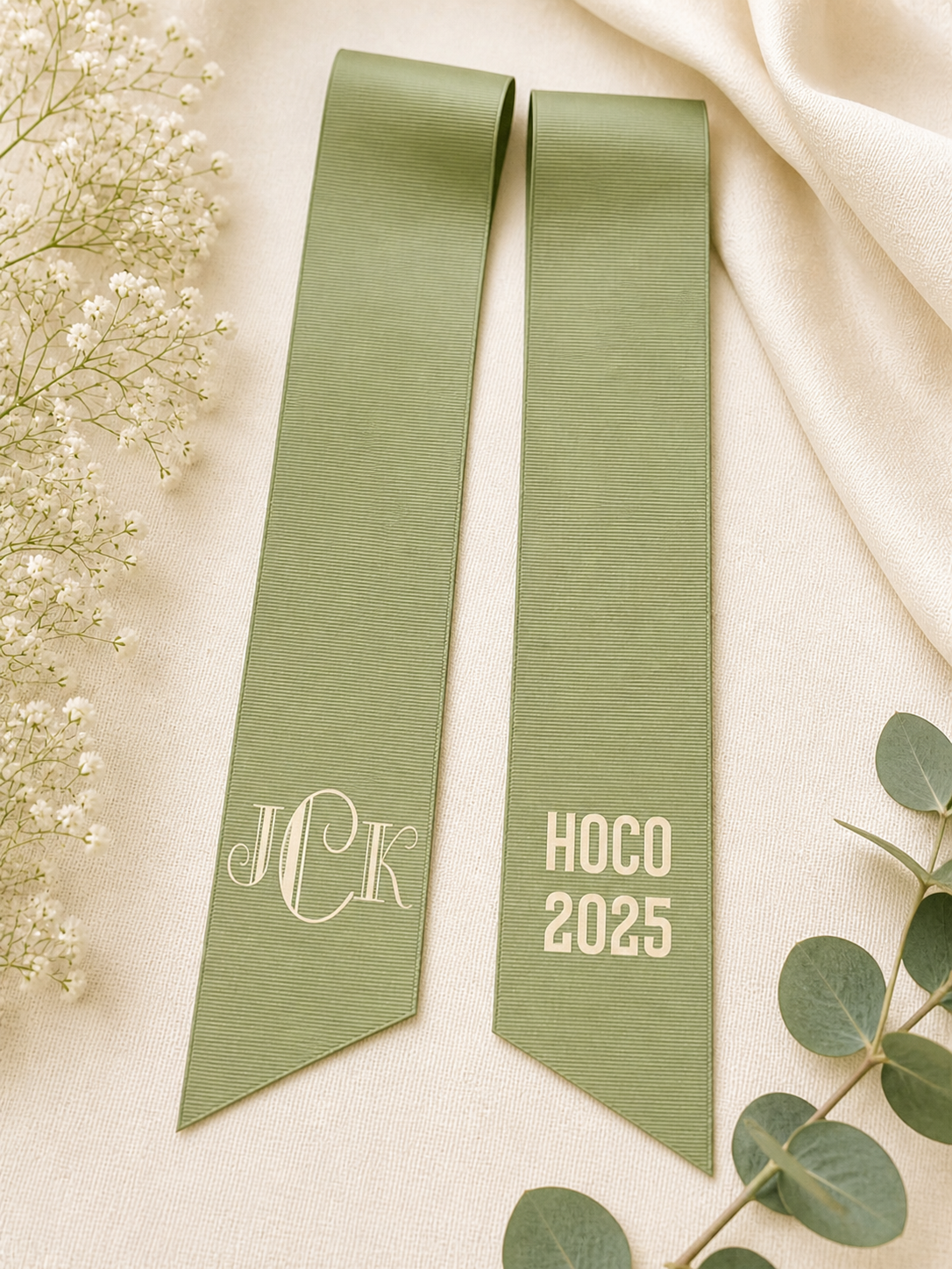 'Sage Green' Custom Bouquet Ribbon